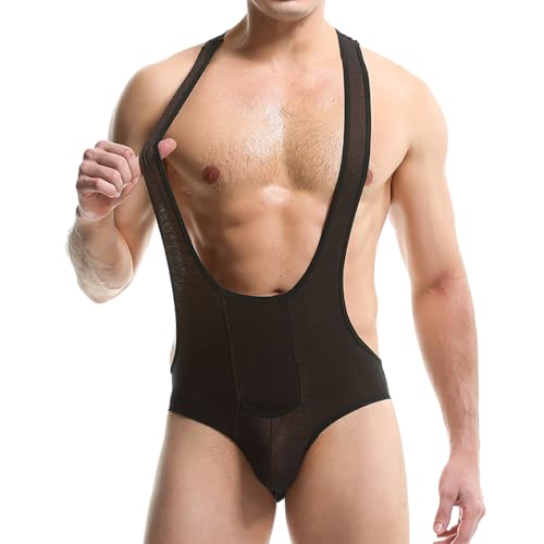 Mens Bodysuits Jockstrap Breathable Wrestling Singlet Jumpsuit Thong G-string Underwear Leotard2