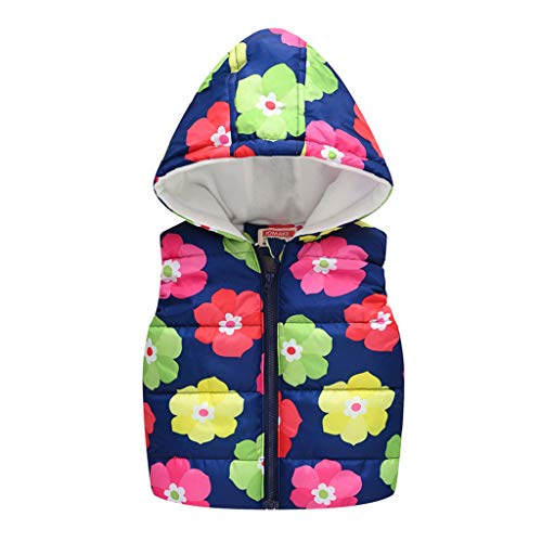 WOCACHI Toddler Puffer Vest, Toddler Kids Baby Grils Boys Floral Vest Warm Waistcoat Outwear Coat Light Down Puffer Jacket Fleece Lined Bubble Coat Little Big Kids Outerwear Outwear