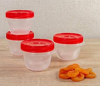 Rubbermaid TakeAlongs Twist & Seal Food Storage Containers, 1.2 Cup, Tint Chili, 4