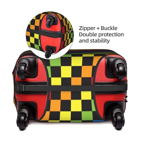 Lgbt Rainbow Checkered Chessboard Travel Luggage Cover Elastic Suitcase Protector Washable Baggage Covers For Trunk Case Fits 18-21 Inch Luggage3
