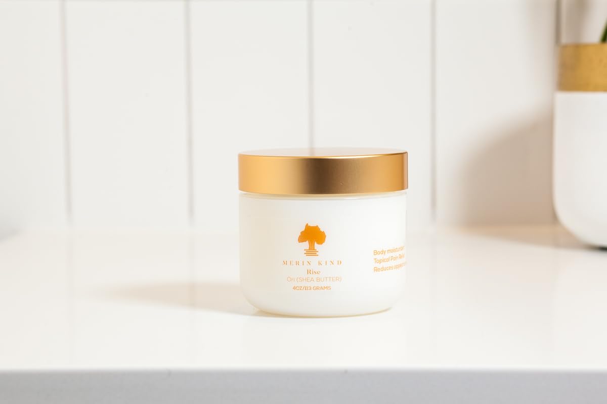 Whipped Shea Body Butter for Skincare and Hair No Parabens and Cruelty-Free Natural Moisturizer with Avocado and Organic Baobab Oil RISE (Citrus Lemongrass, Small, 4 oz.)