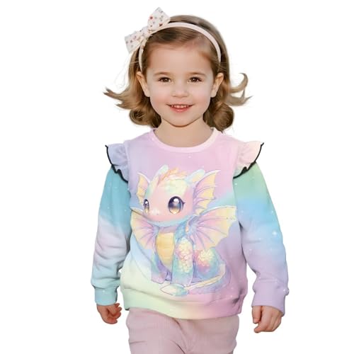 doginthehole Toddler Baby Girls Sweatshirts Crewneck Pullover Long Sleeve Ruffle Shirts Tops Girl Fall Clothes 1-8Y