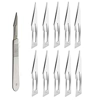 ABMRO 10 Stück STERILE Skalpellklingen 11# mit Griff zum Dermaplaning Papierschneiden, Nähen, Obsthandwerk, Modellieren, Medizin, Tierchirurgiemesser