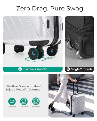 Image of BAGSMART Carry On Luggage 22x14x9 Airline Approved With TSA Lock, 1OO% Polycarbonate Hardside Luggage with Spinner Wheels,Durable Hard Shell Carry On Suitcase 20 inch Silver