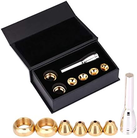 Brass Trumpet Mouthpiece Set 1-1/2c 3c 5c 7c 2b 2c 3b 3c Gold Plated Mouth Pieces Cups Trompette Replacement Parts Rich Tone Brass Wind Musical Instruments Accessories (Set2: 2b 2C 3b 3C)