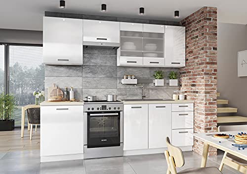  AFFRESCO  Cucina Componibile Completa + Lineare L 240cm 7 pz  Set di mobili per mobili da Cucina  Finitura Arcylic Gloss