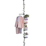 BAOYOUNI 5-Layer Tension Pole Plant Stands Indoor Metal Flower Display Rack Space Saver Floral Pot H
