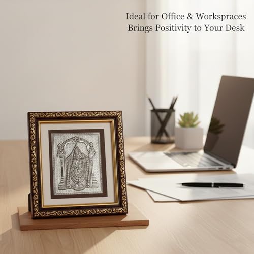 Image of KWIZEAN Tirupati Balaji Silver Frame | Hindu Religious Wall Decor for Home, Temple & Pooja Room | Spiritual Gift for Blessings, Prosperity & Vastu
