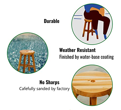 Lestar Solid Acacia Wood Stool Bedside End Tables Sub-Stool Wooden Step Stool (Round Top Stool) #TOP6