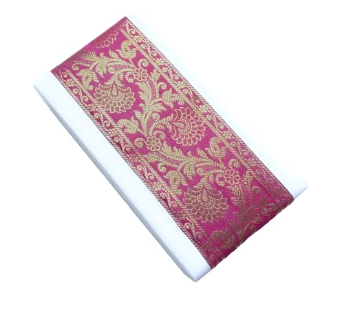 Image of Brocade Ethnic Work 9 Meter Laces and Borders Material for Dresses, Sarees, Lehenga, Suits, Blouses, Dupatta, chunri and Crafts (Pink Rani)