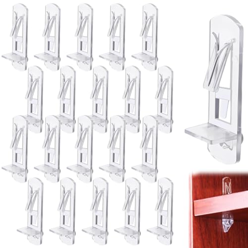 Image of 20-Piece Transparent Shelf Support Pins for 5mm Holes & 20mm Thick Shelves - Tool-Free Installation