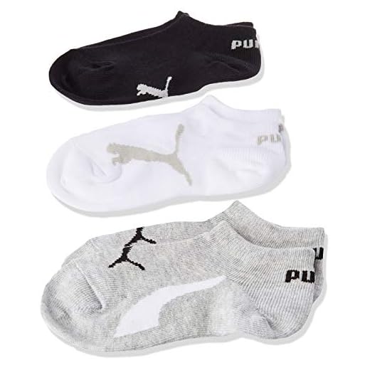 PUMA Unisex Kinder Puma Kids' Bwt Sneaker - Trainer (3 Pack) Socks, White Grey Black, 23 26 EU