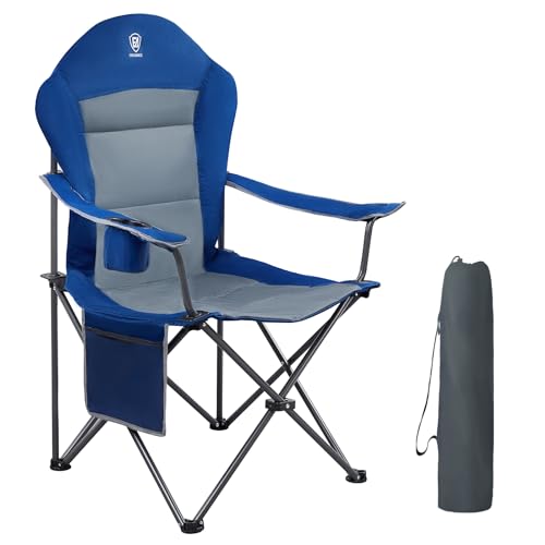 EVER ADVANCED Chaise Pliante Camping Charge Max de 150 kg Confortable Chaise de Jardin Exterieur Pliable Geante avec Dossier Haut, Porte-Gobelet et Sac...