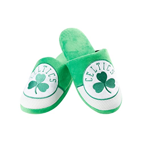 FOCO Boston Celtics NBA Mens Team Logo Staycation Slippers - M