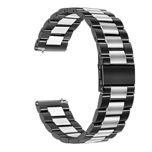 [���X] 22mm 20mm �X�e�����X�X�`�[�� �E�H�b�`�o���h �X�g���b�v Fit For SAMSUNG Galaxy Watch 42 46mm GEAR S3 Active 2 Classic �Ή� For 3 Correas(Black Sliv