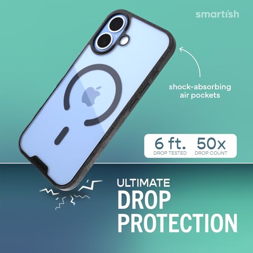 Image of Smartish iPhone 17 MagSafe Clear Case - Gripmunk Magnetic Slim Case [Lightweight + Protective] Anti-Yellowing Thin Grip Clear Cover for Apple iPhone 17 - Clearly Black