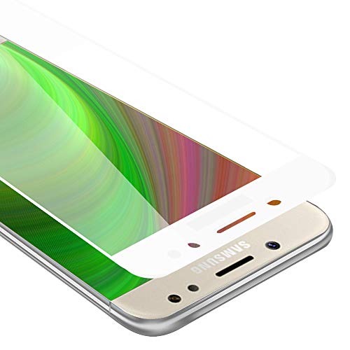 Cadorabo Vidrio Templado Cobertura Completa Compatible con Samsung Galaxy J7 2018 en Transparente con Blanco - Vidrio Protector de Pantalla en dureza 9H con compatibilidad Touch 3D