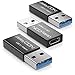 deleyCON USB C Adapter 3.0 (3 Stück) 5Gbit/s C auf A, für Ladekabel Datenkabel Ladegerät Powerbank, für iPhone 17 16 15, iPad, AirPods, Watch, Galaxy S26/S25/S24, PC, Tablet, Notebook - Schwarz