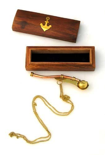 Silbato Boatswains de latón para colección náutica miniatura 2