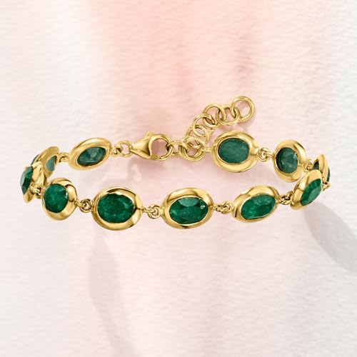 Ross-Simons 14.00 ct. t.w. Emerald Bracelet in 18kt Gold Over Sterling. 7 inches3
