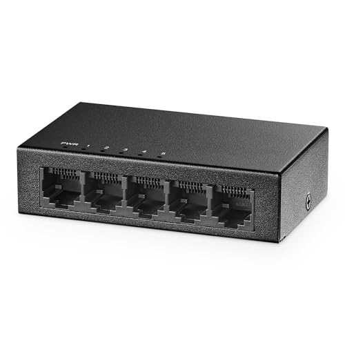 Image of Binardat 5 Port Gigabit Ethernet Switch, 5 Ports 100 /1000Mbps, Mini Size Metal Case Unmanaged Desktop|Wallmount Plug and Play