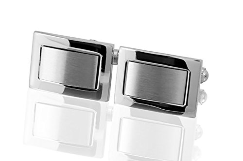 Mancuernillas para hombre acero bicolor 20x14mm miniatura 1