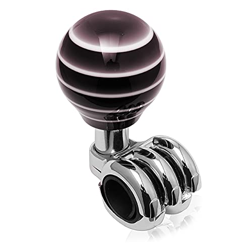 Swiss Drive Steering Wheel Knob - Spinner Suicide Power Handle Carbon Look Universal Fit for All Car Truck Semi Tractor Boat Golf Kart Black White