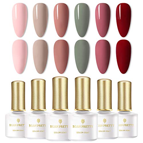 BORN PRETTY UV Gel Nagellack Set Nagelkunst Gel einweichen Verschwinden Pure Color Design 6 Flaschen-Set(Set5)