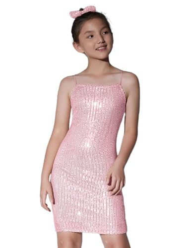 EXARUS Girls Sparkly Dress Teen Homecoming School Dance Party Sequin Spaghetti Strap Special Occasion Tight Bodycon Dress3
