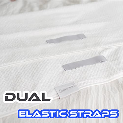 Leporem Microfiber Hair Towel - Extra Large (43 Inch X 30 Inch) Super Absorbent, Ultra-Soft & Fast Drying Towel With Dual Elastic Straps To Securely Tuck Extremely Thick, Long & Curly Hair (White) #TOP3