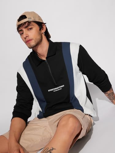 Image of The Souled Store Street Division Men and Boys Long Sleeves Collared Neck Multicolor Color Blocked Cotton Rugby Polos