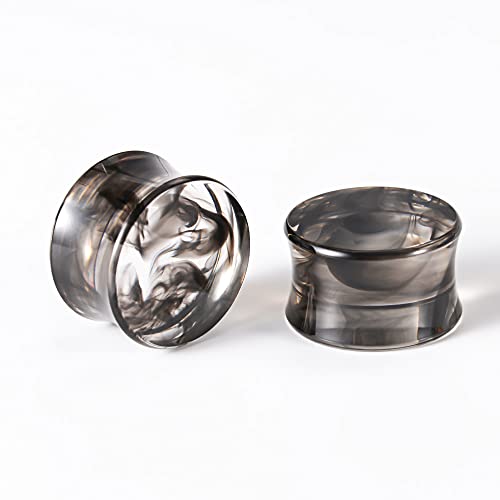 POBAISITER 1 par de alargadores de orelha de acrílico fumê sólido duplo alargador 8 mm-25 mm esticad