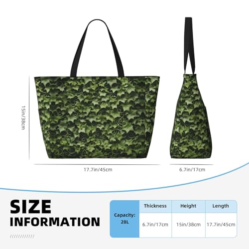 Floral Swirls Ivy Extra Large Tote Bag For Women,Foldable Beach Bag With Pocket Weekender Travel Overnight Bag4