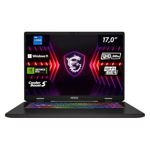 MSI Sword 17 HX, Gaming Laptop, 43,2 cm (17,0") QHD+, Intel Core i7 Prozessor 14700HX, 16 GB DDR5 RAM, 1 TB SSD, NVIDIA® GeForce RTX™ 4070, Windows 11 Home, QWERTZ Tastatur, Schwarz, B14VGKG-037