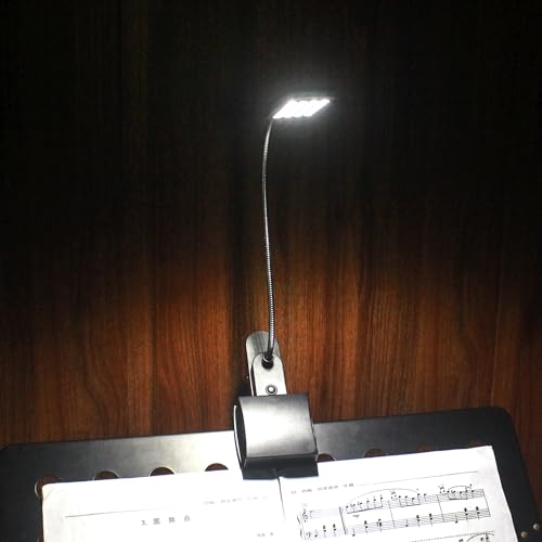 immiper Music Stand Light, Clip on LED Book Lights, USB and AA Battery Operated, Reading Lamp in Bed, 3 Brightness Levels, Ideal for Musician, Piano Player, Kids, Travel, Black