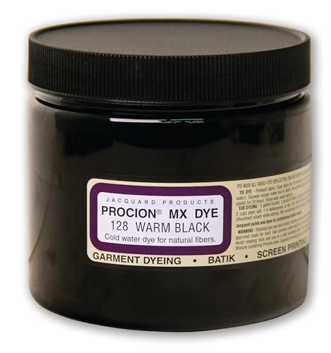 Jacquard Procion MX Tie Dye Powder | Cold Water Fiber Reactive Dye for Fabric and Clothing | Permanent and Washfast | Made in USA | Warm Black | 8 Ounce Jar