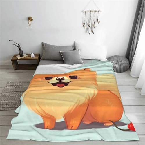Couverture flanelle Spitz Nain 203x152 cm pour canapé