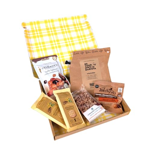 Image of Penny Post Coffee Lover Letterbox Gift – Hamper with Colombian Coffee, Biscuits, Flapjack, Nuts & Popcorn – Gift for Him, Dad, Husband, Boyfriend