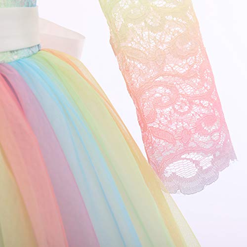 Image of Girls Flower Vintage Floral Lace 3 /4 Sleeves Floor Length Dress Wedding Party Evening Formal Pegeant Dance Gown