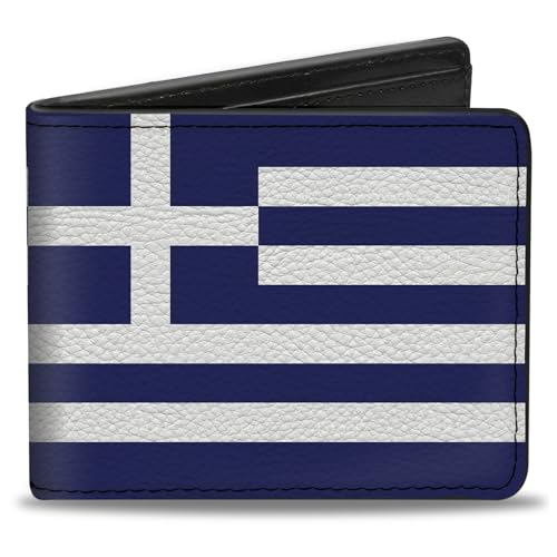 Buckle-Down Men's Standard Wallet, Bifold, Greece Flags, Vegan Leather, 4.0