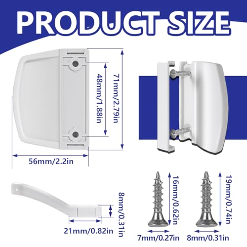 HAZMA 1Er Set Balkontürgriff Außen Für Platzsparende Montage Zwischen Tür Und Rollladen,Terrassentür Griff In Verdeckt, Terassentürgriff Außen Mit Schrauben Und Schraubenabdeckung(Weiß)