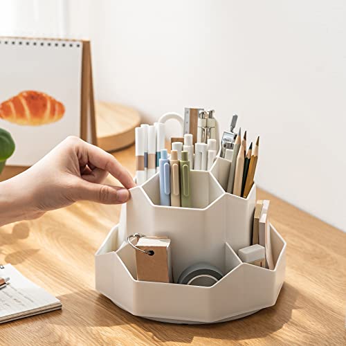 Image of INSTOME Desktop Organizer with Pencil Holders,360Rotating Pen Holder 9 Compartments