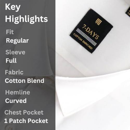 Image of 7-DAYS Premium Men's Formal Shirts - Cotton Rich, Textured Self-Design, Full Sleeve, Regular Fit, Wrinkle Resistant, with Pocket - Perfect for Office