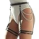 Punk Harness Damen Leder Strumpfband Gürtel mit Hüftketten,Einstellbar Gothic Kleidung Damen Bondage Geschirre,Sexy Taille Bein Käfigbetten mit Bein Kette,BDSM Spielzeug Dessous für Sex Spiele