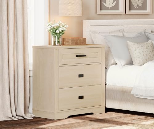 Image of WAMPAT 32-inch Tall Large Wooden Nightstand with Drawers Set of 2