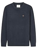 Springfield GG7 TORZAL Plain Knit Pullover with PU Label Jersey Básico, Azul, XL para Hombre