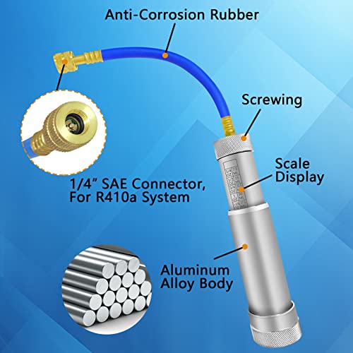 AC Oil Dye Injector Kit, A/C Oil and Dye Injector Backflow Prevent with R134a Adjustable Quick Coupler, R1234YF Quick Coupler, R410 Mini Split Adapter for R134A R22 R12 R1234YF Refrigerant System - Thumbnail 3