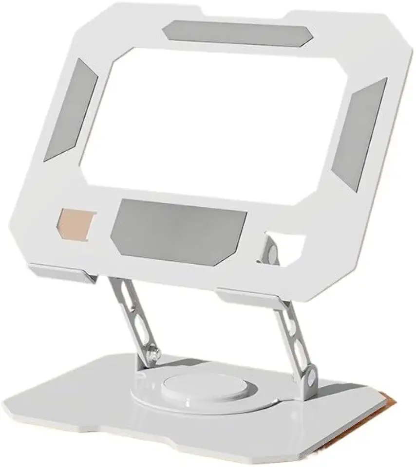 Suporte para Notebook Giratório 360° em Aço Carbono, Base Ergonômica Ajustável com Dissipação de Calor e Silicone Antiderrapante para Laptop e Tablet 10 a 17 Polegadas (Branco)
