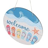 porte d'entrée bois sur mesure en ligne Panneau de bienvenue en bois : fabriqué en bois, ne se décolore pas et ne se casse pas facilement, , décoration de plage