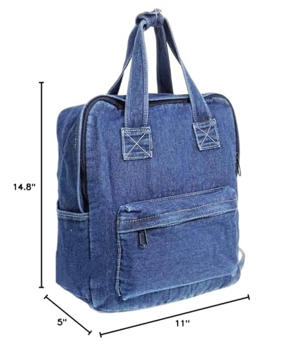 Image of MaxxCloud Vintage Denim Laptop Backpack Casual Canvas Daypack Handbag Purse Lightweight Rucksack Shoulder Bag